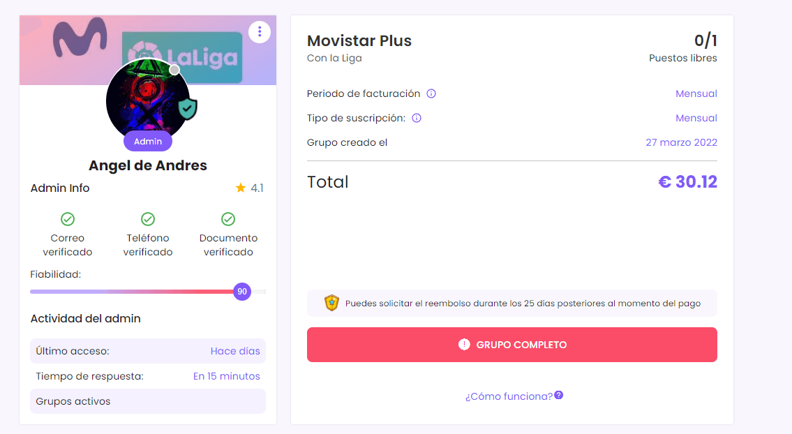 Te añades a un grupo ya creado Movistar plus