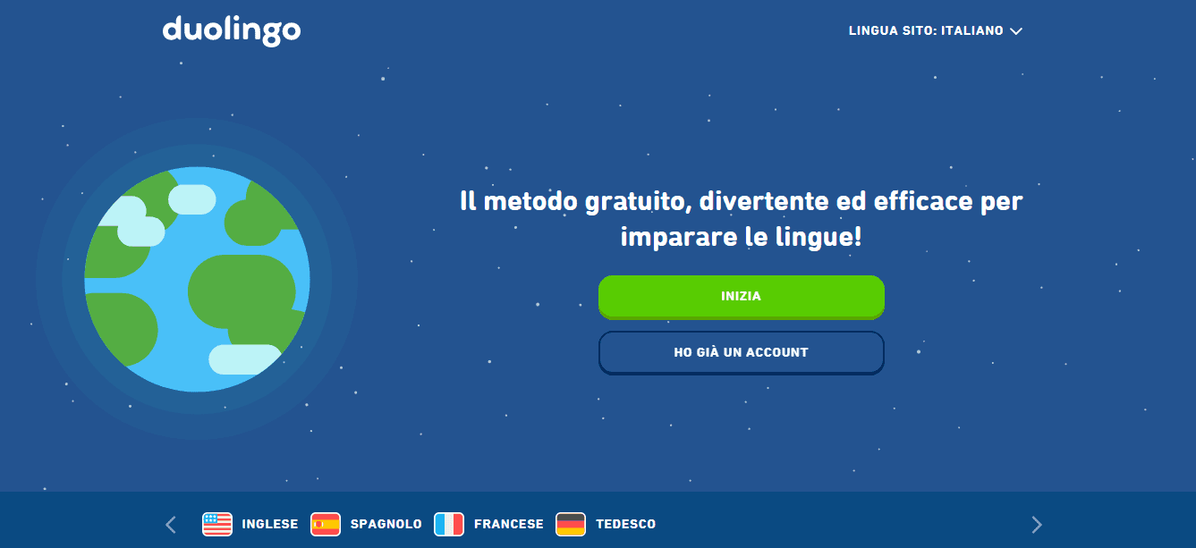 Homepage Duolingo
